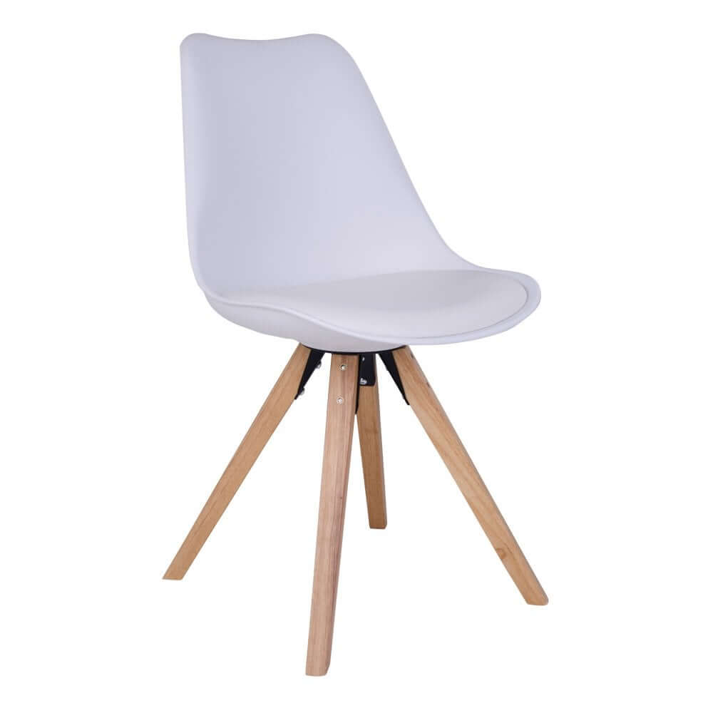 Bergen Dining Chair - PU Leather, Moulded Plastic, Rubberwood, White - Set of 2 - House Nordic ApS