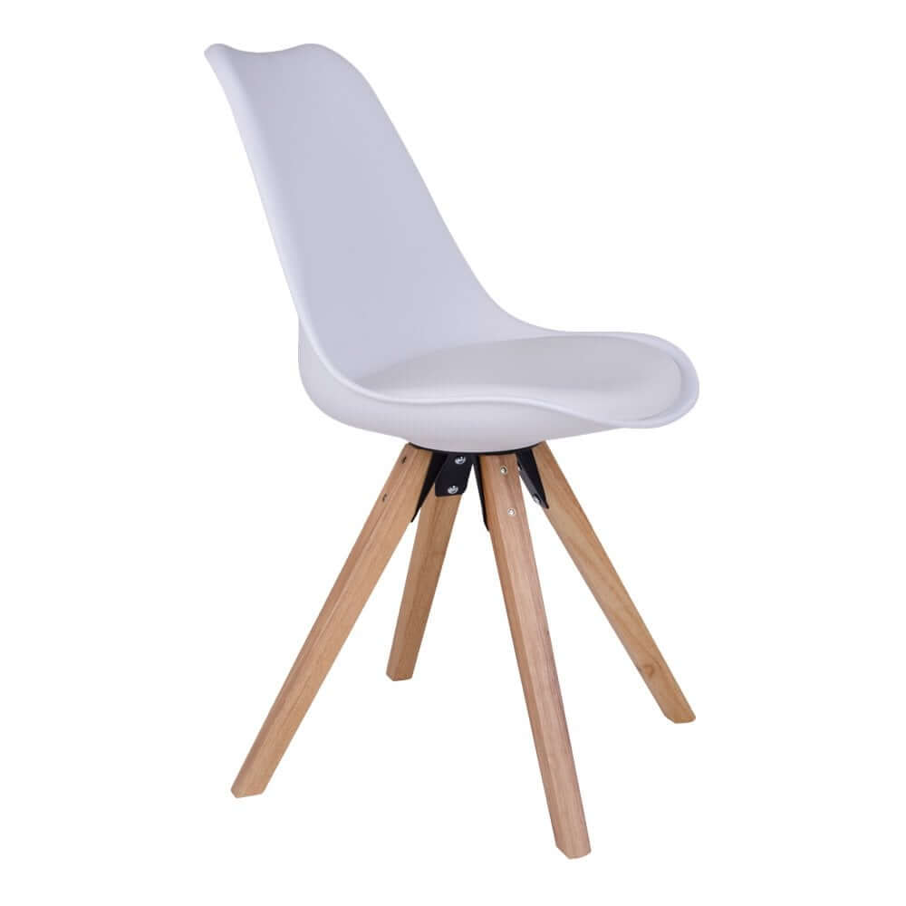 Bergen Dining Chair - PU Leather, Moulded Plastic, Rubberwood, White - Set of 2 - House Nordic ApS
