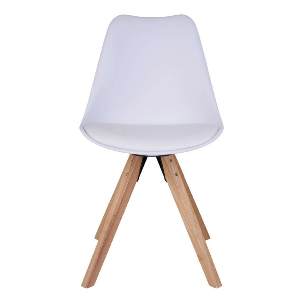 Bergen Dining Chair - PU Leather, Moulded Plastic, Rubberwood, White - Set of 2 - House Nordic ApS