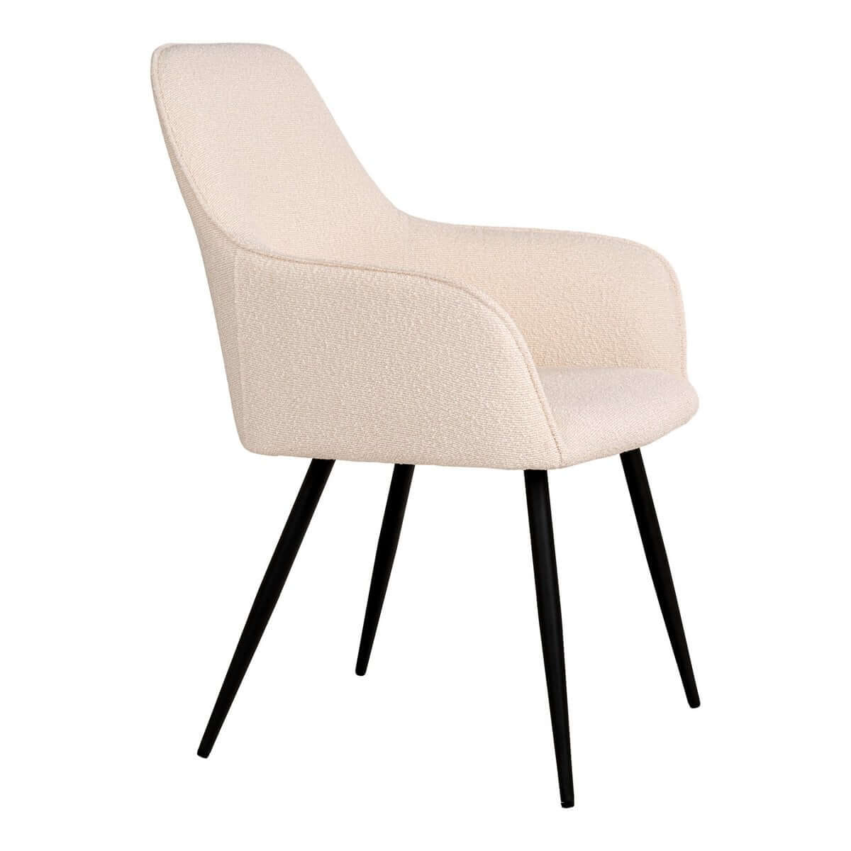 Harbo Dining Chair - White Bouclé, Black Legs - Set of 2 - House Nordic ApS