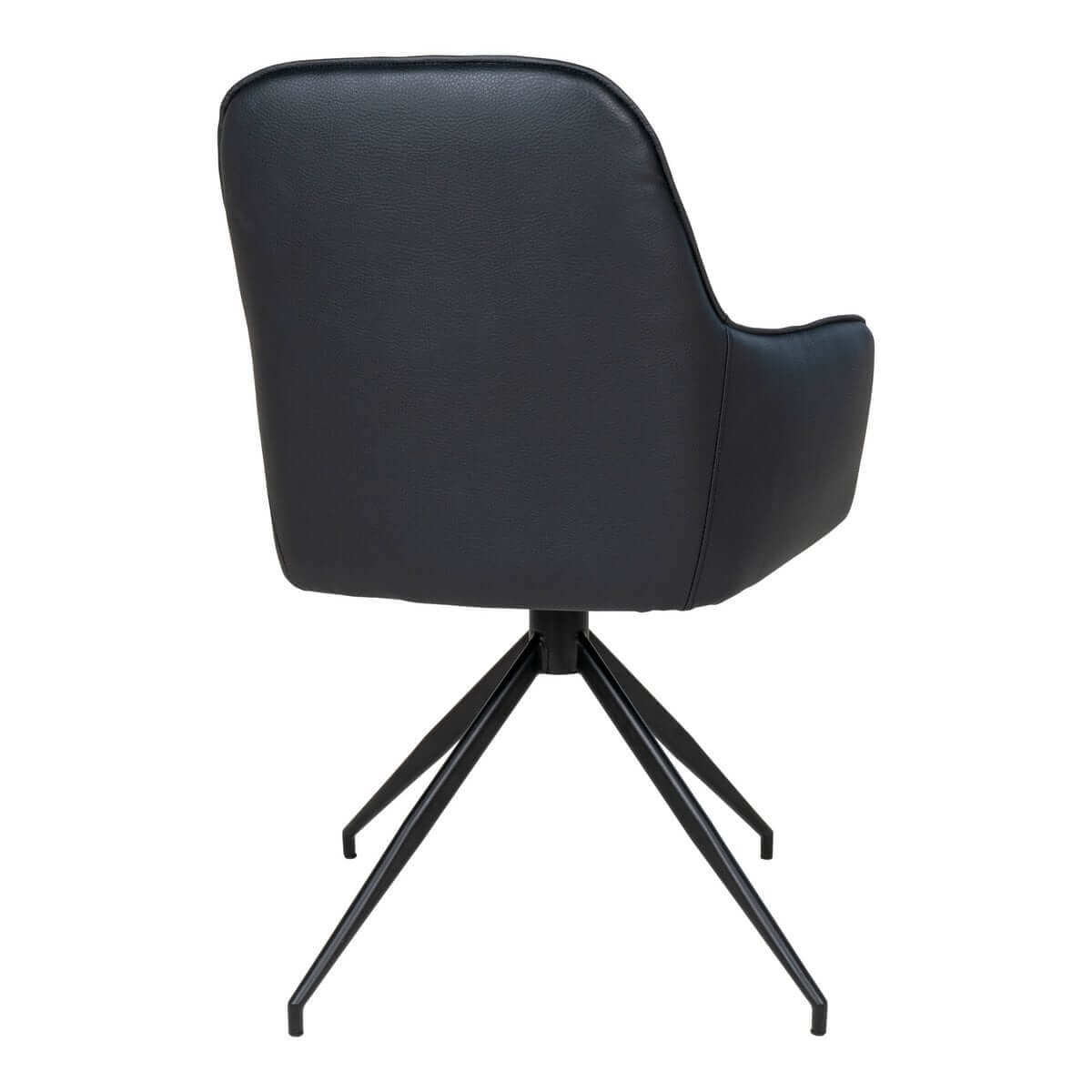 Harbo Dining Chair with Swivel - Black, PU Leather, Black Metal Legs - House Nordic ApS