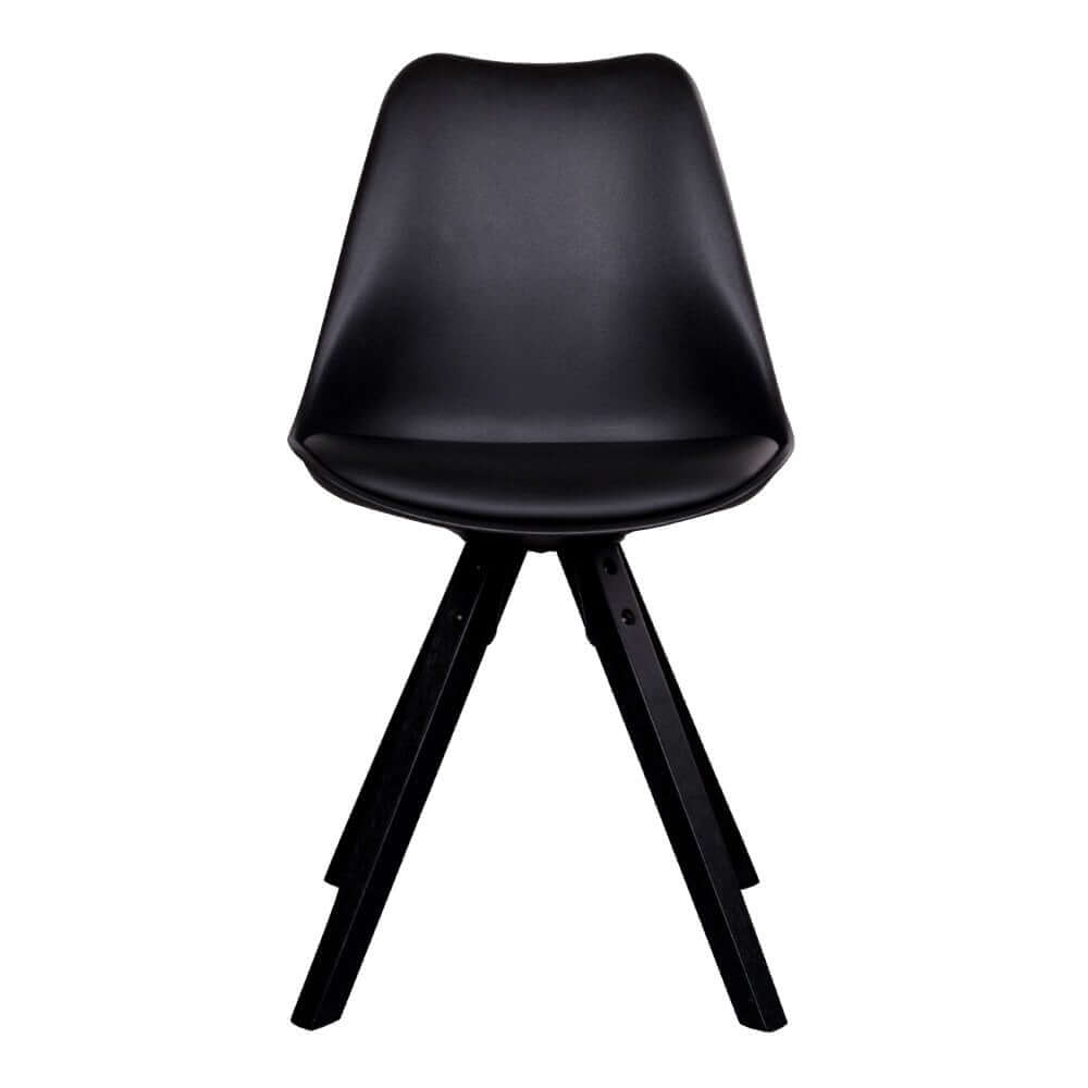 Bergen Dining Chair - PU Leather, Moulded Plastic, Rubberwood, Black - Set of 2 - House Nordic ApS