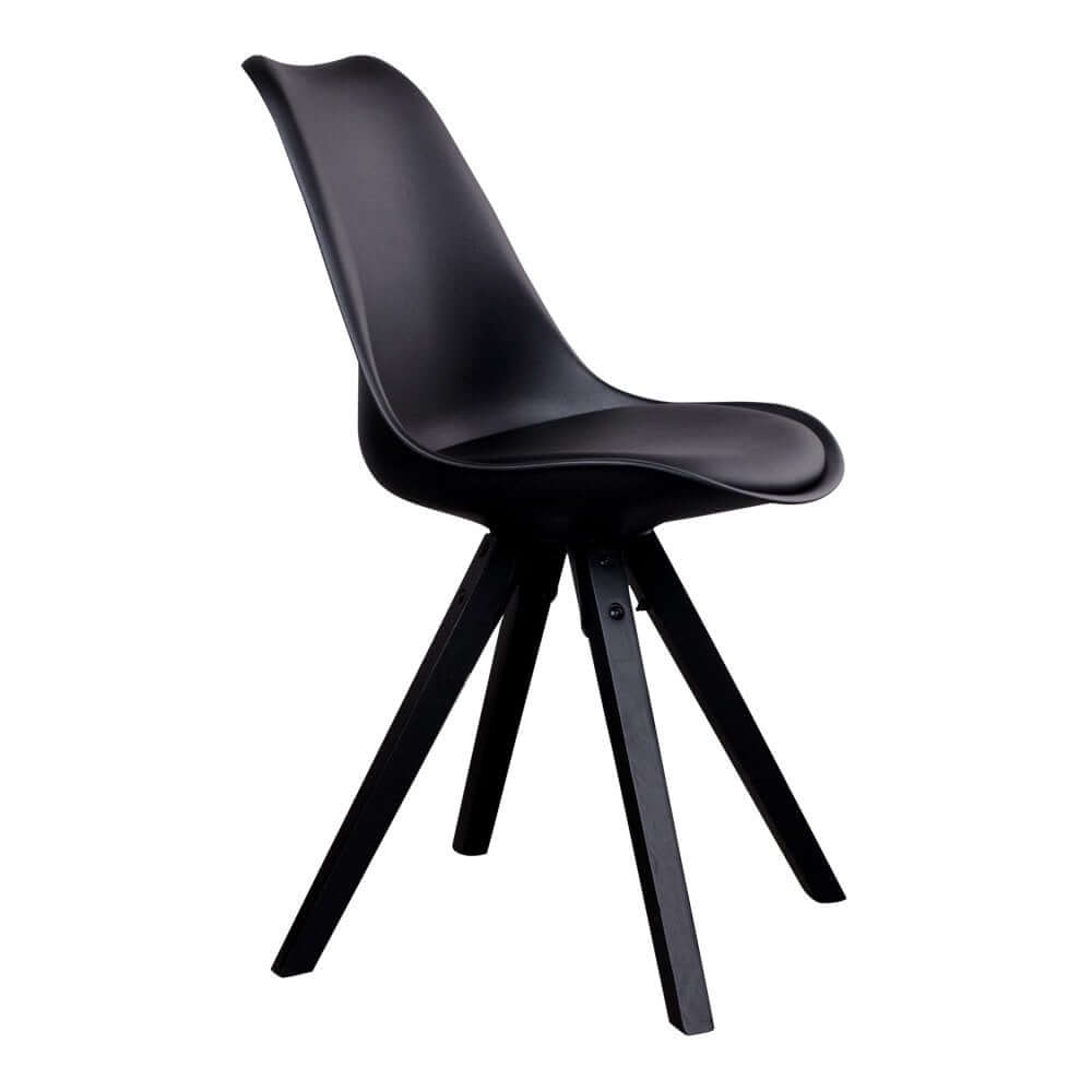 Bergen Dining Chair - PU Leather, Moulded Plastic, Rubberwood, Black - Set of 2 - House Nordic ApS
