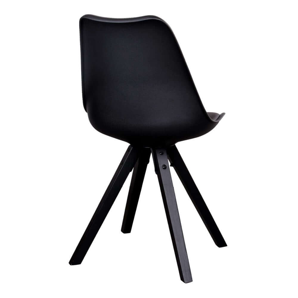 Bergen Dining Chair - PU Leather, Moulded Plastic, Rubberwood, Black - Set of 2 - House Nordic ApS