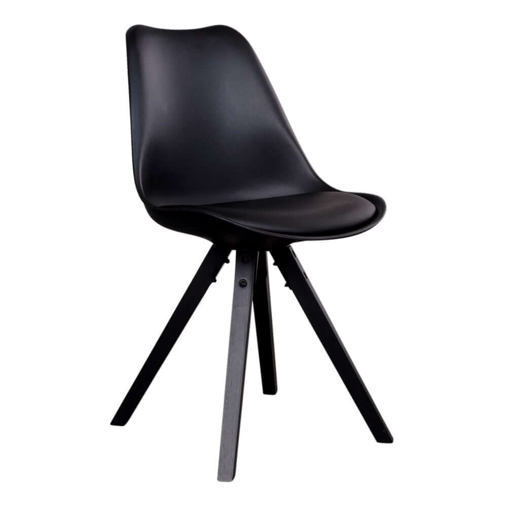 Bergen Dining Chair - PU Leather, Moulded Plastic, Rubberwood, Black - Set of 2 - House Nordic ApS