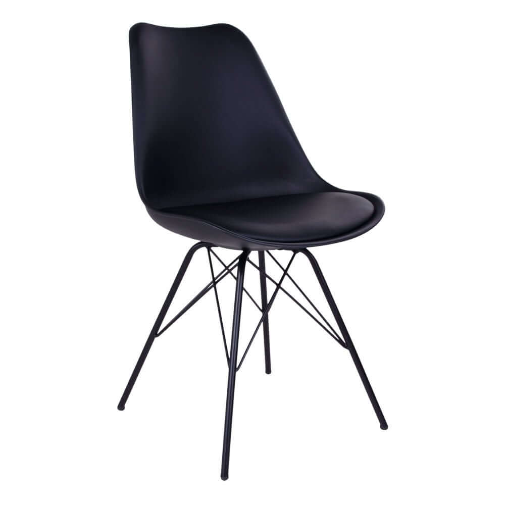 Oslo Dining Chair - PU Leather, Moulded Plastic, Metal, Black - Set of 2 - House Nordic ApS