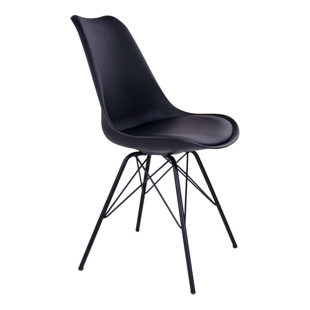 Oslo Dining Chair - PU Leather, Moulded Plastic, Metal, Black - Set of 2 - House Nordic ApS