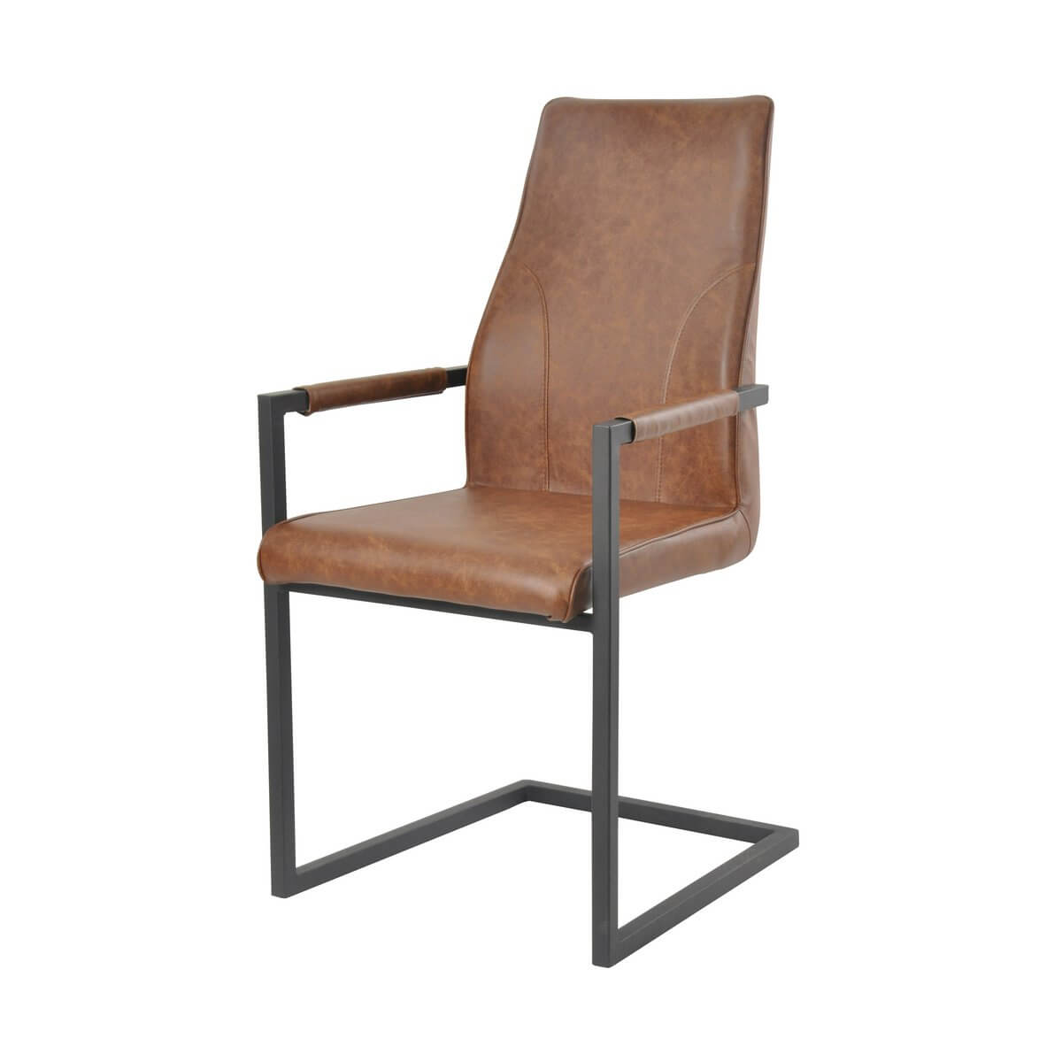 Dining chair, set of 2, light brown, imitation leather look - SalesFever
