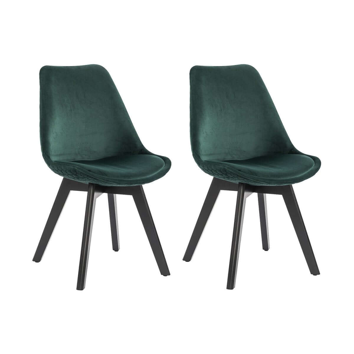 Set of 2 dining chairs in green velvet - SalesFever