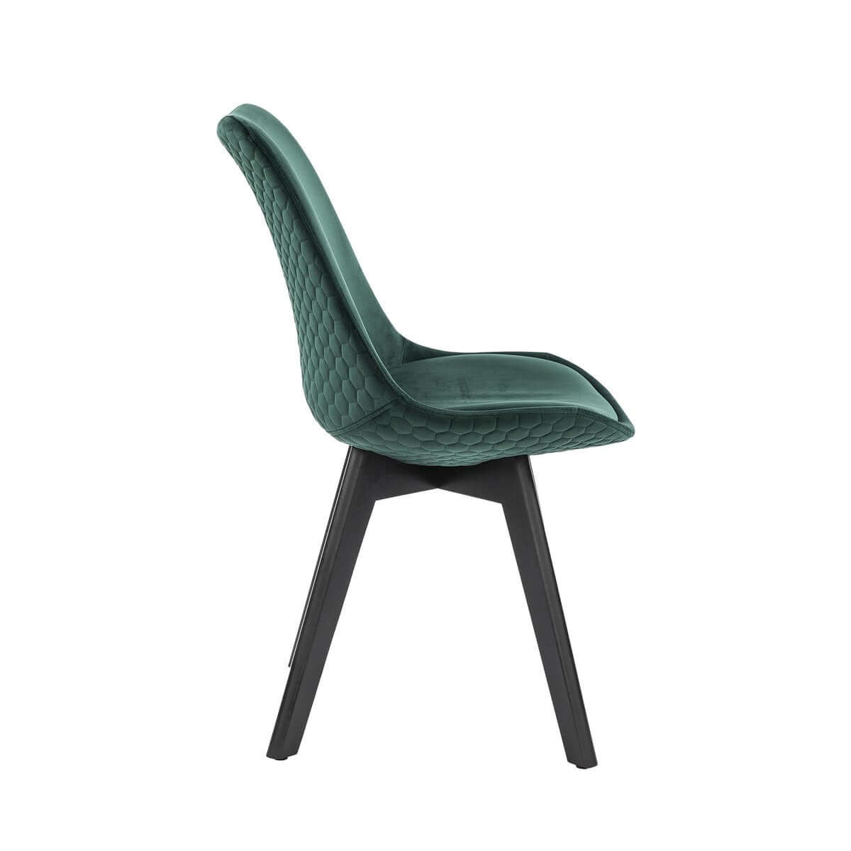 Set of 2 dining chairs in green velvet - SalesFever