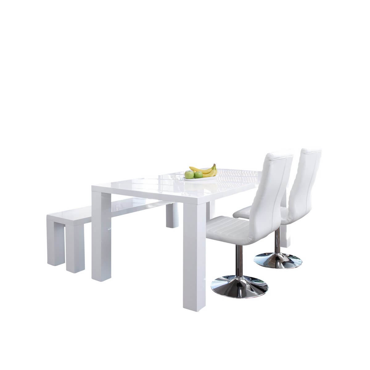 Set of 4 dining chairs in white imitation leather look - SalesFever
