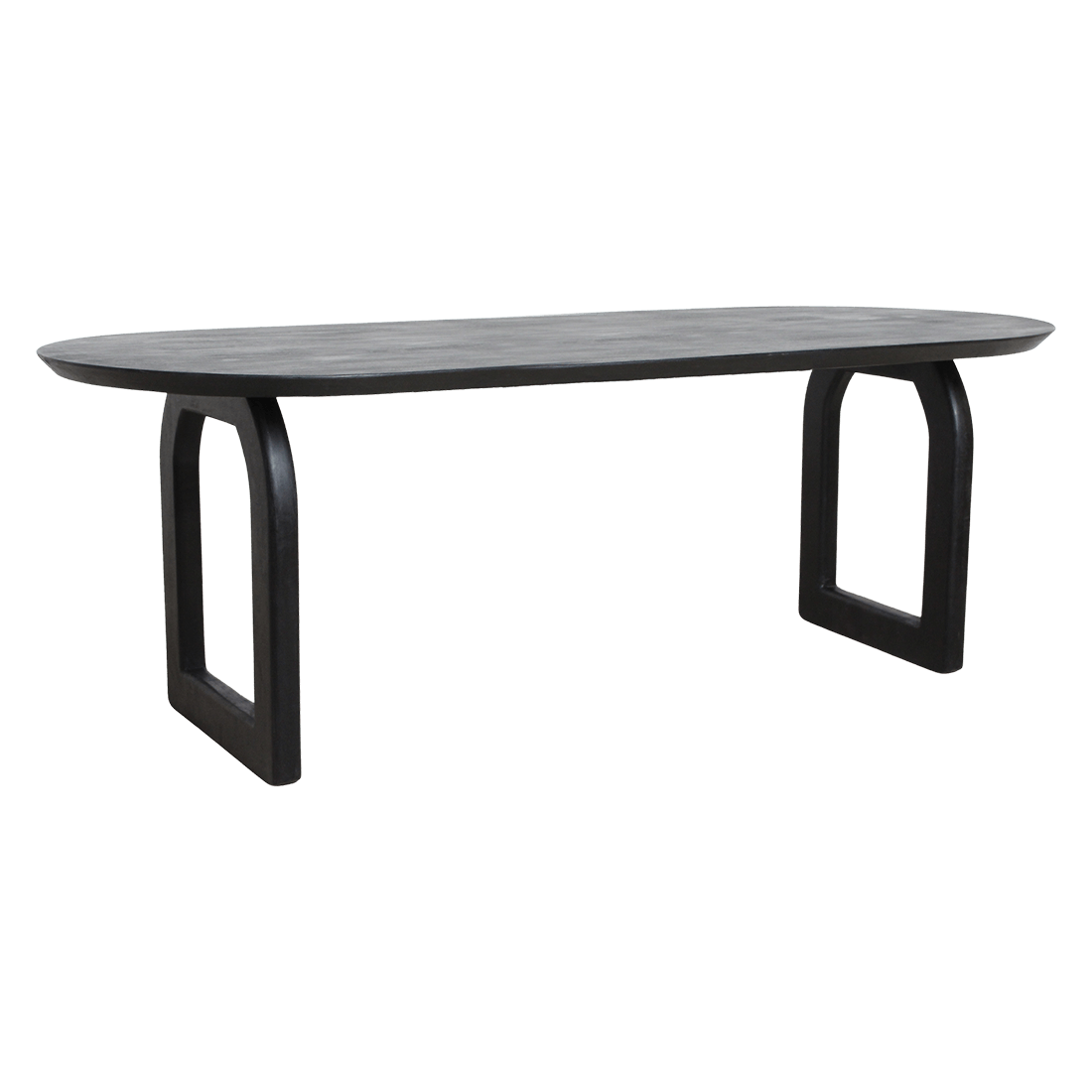 Bullnose eettafel zwart open onderstel - Raw Materials