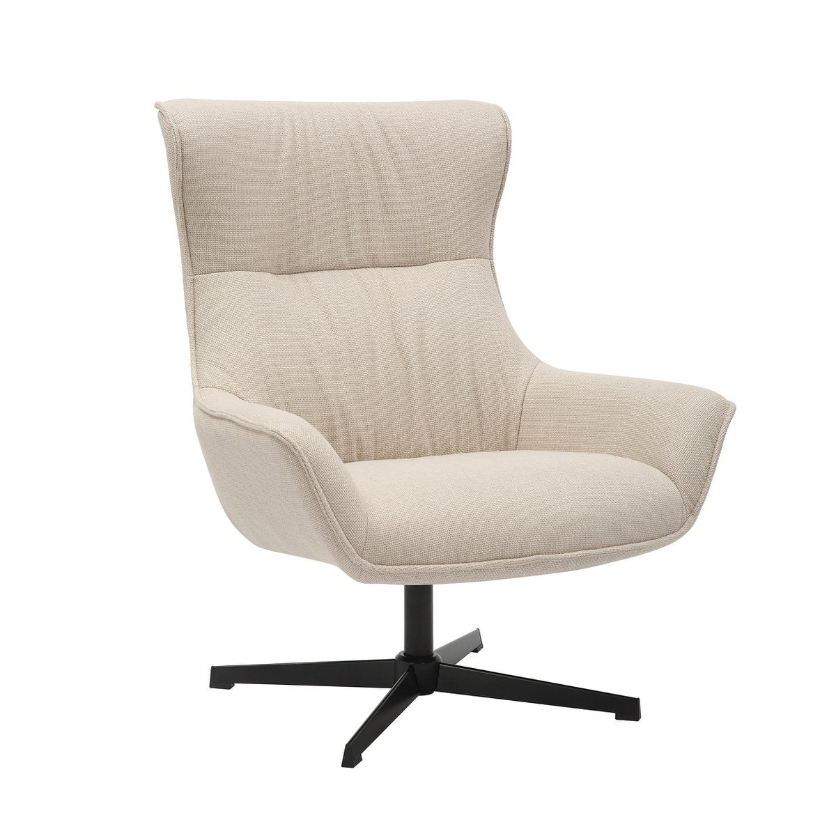Fauteuil Beige – Structuurstof met Zwart Metalen Frame en Draaifunctie - SalesFever - Casanovio