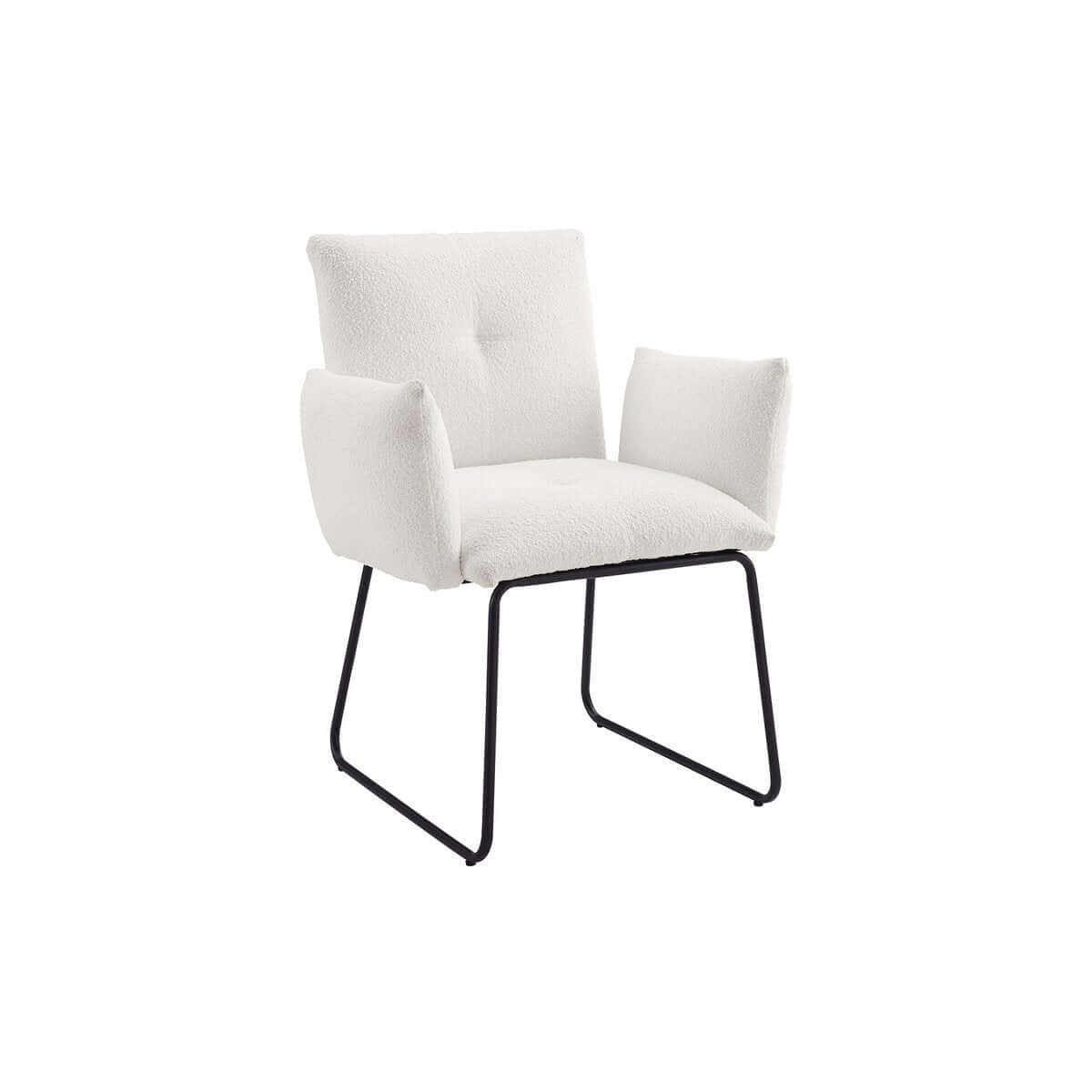 Armchair Bouclé fabric white - SalesFever