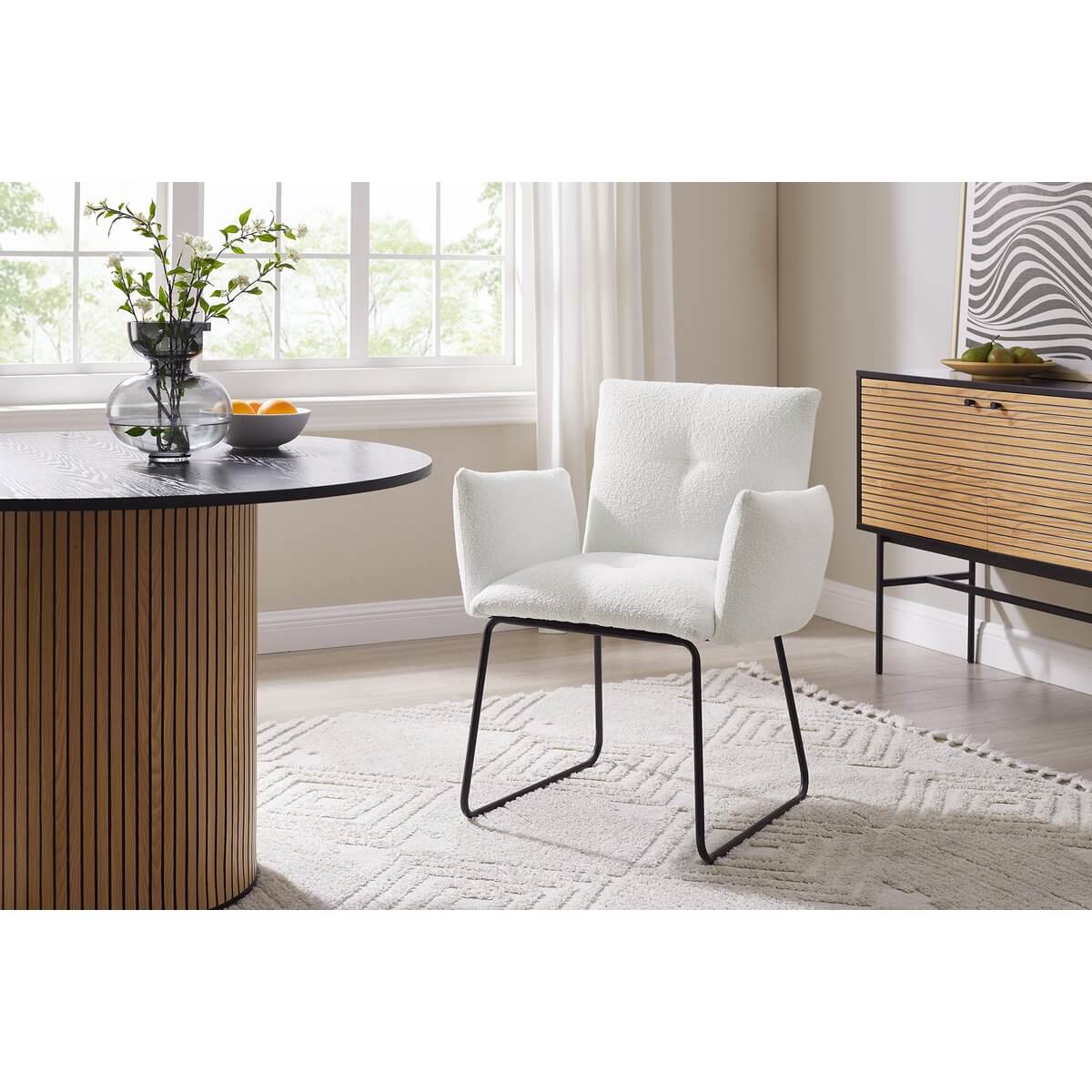 Armchair Bouclé fabric white - SalesFever