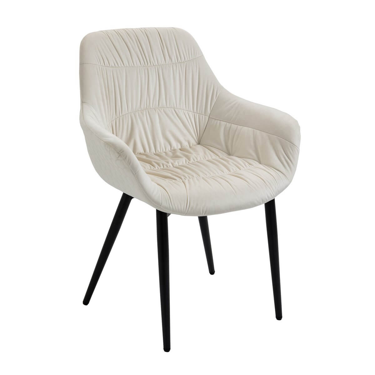Armchair with honeycomb quilting in cream velvet - SalesFever