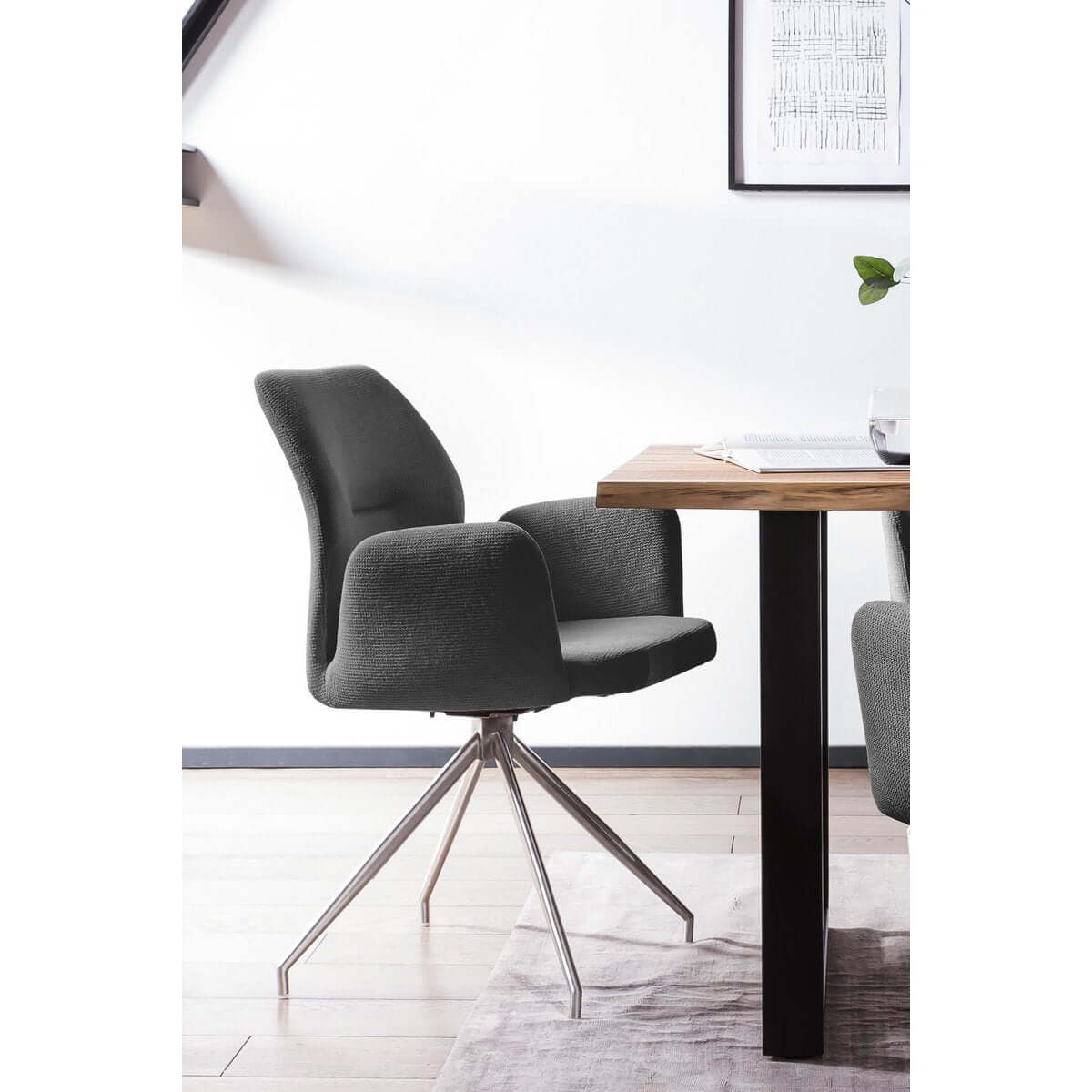 Armchair with 180° swivel function Dark grey - SalesFever