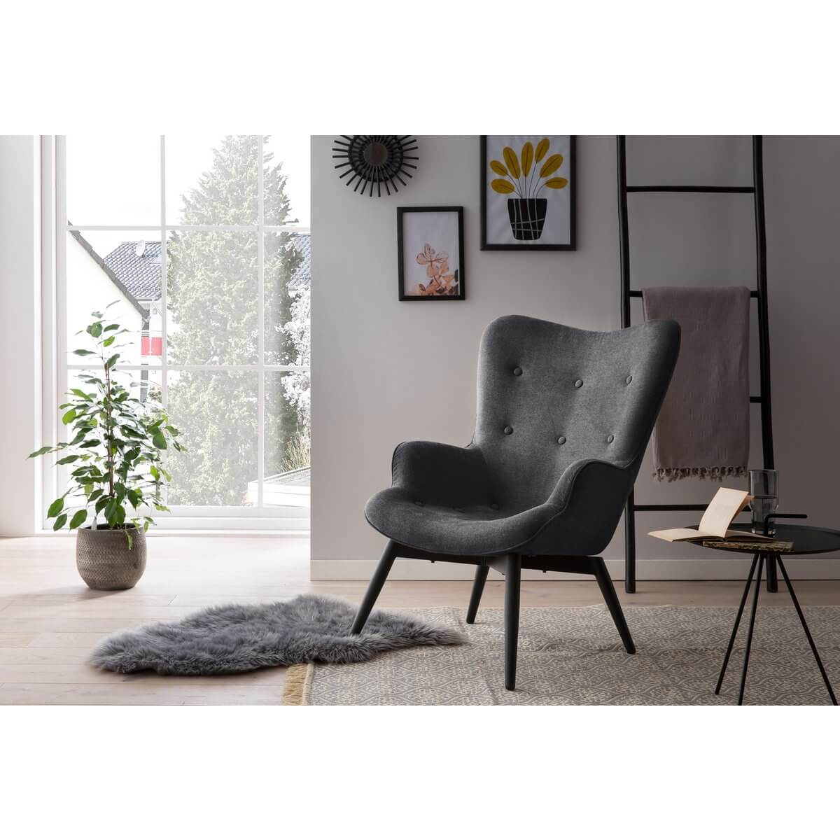 Armchair dark gray textured fabric - SalesFever