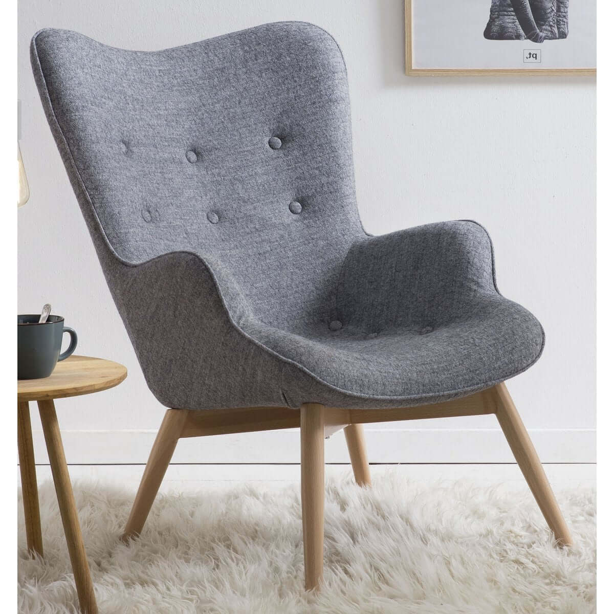 Armchair in gray woven fabric - SalesFever