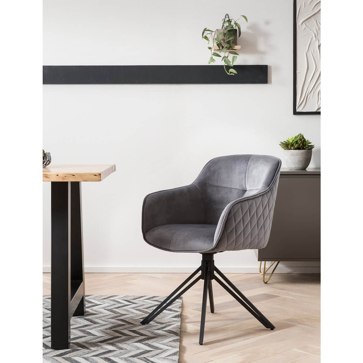 Armchair with honeycomb quilting gray - SalesFever