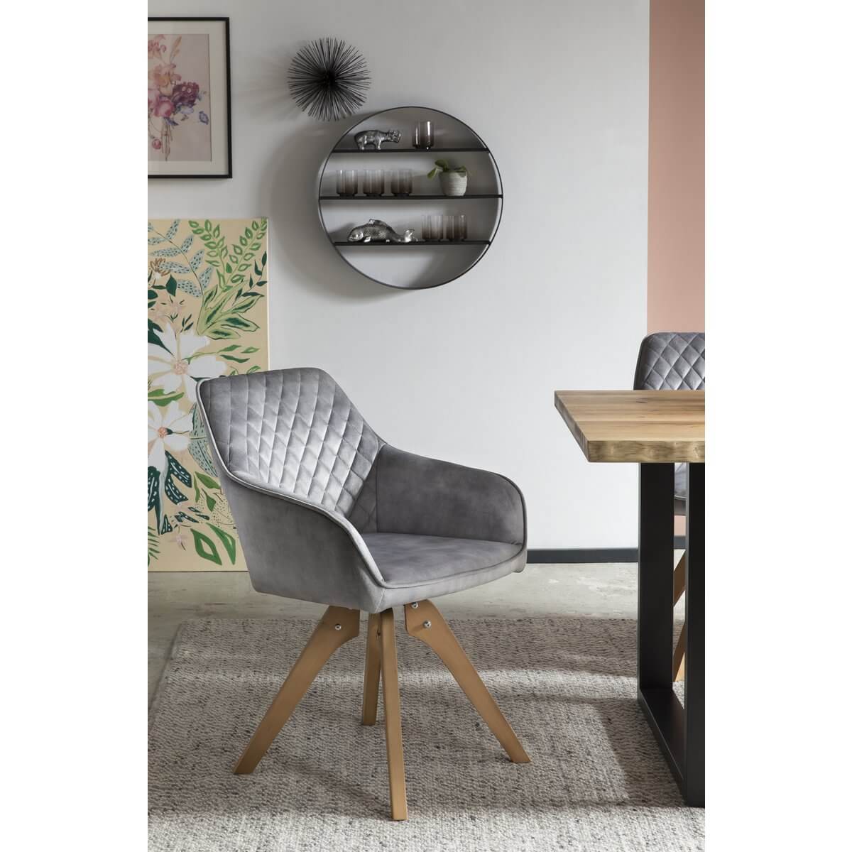 Armchair vintage velvet velor, gray - SalesFever