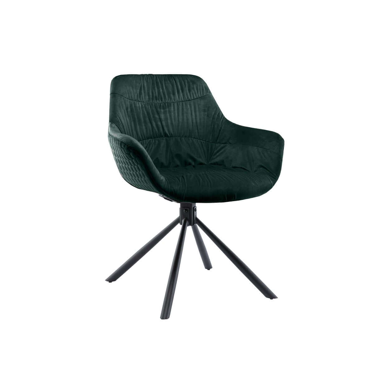 Armchair with honeycomb quilting in fir green velvet - SalesFever