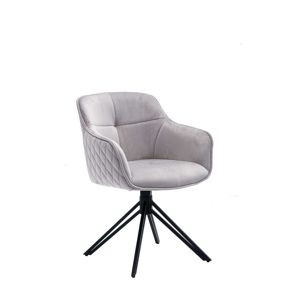 Armchair with honeycomb quilting in light gray - SalesFever