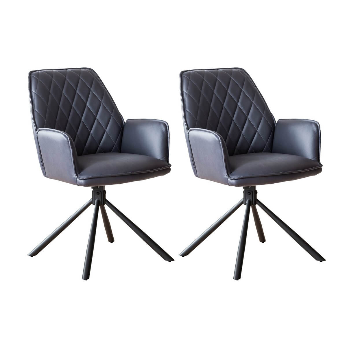 Gray armchair set of 2 with 360° rotation function - SalesFever
