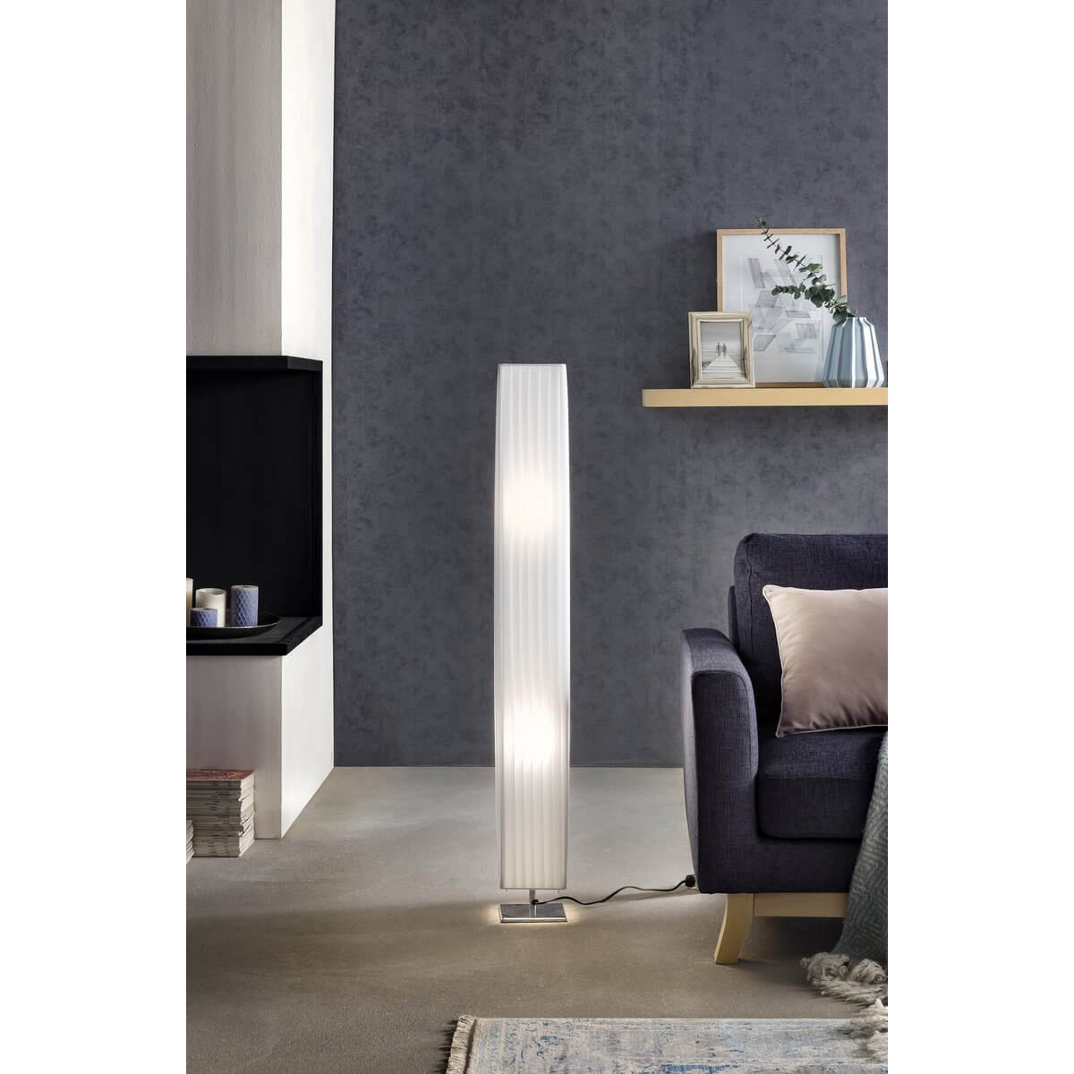Floor lamp 120 cm square white, chrome - SalesFever