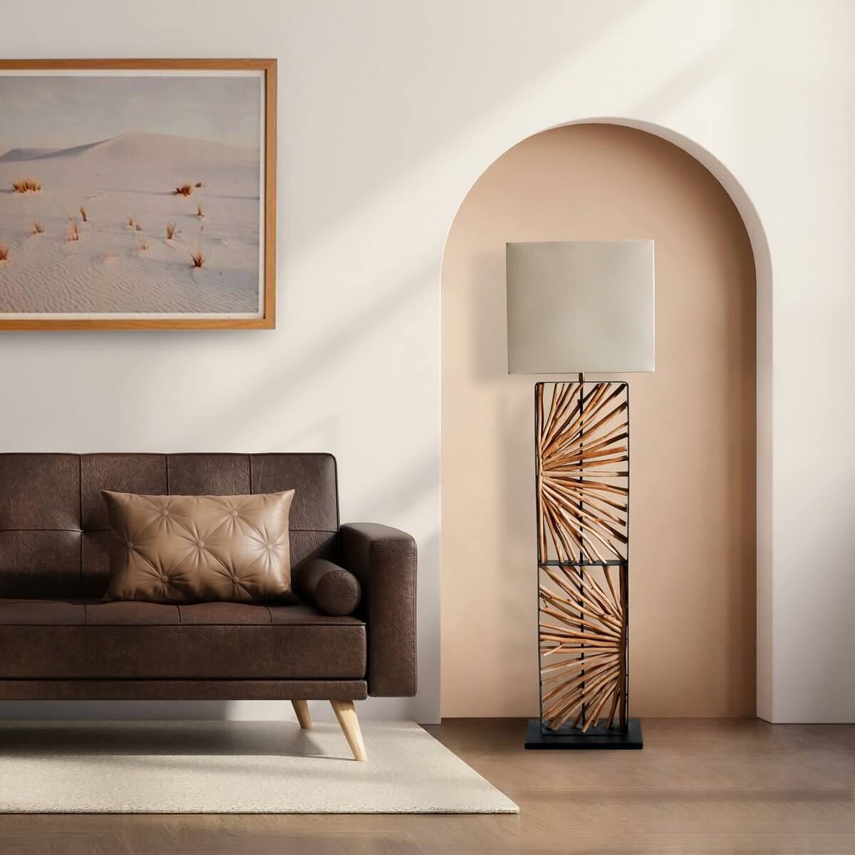 Floor lamp driftwood natural/beige 165 cm - SalesFever