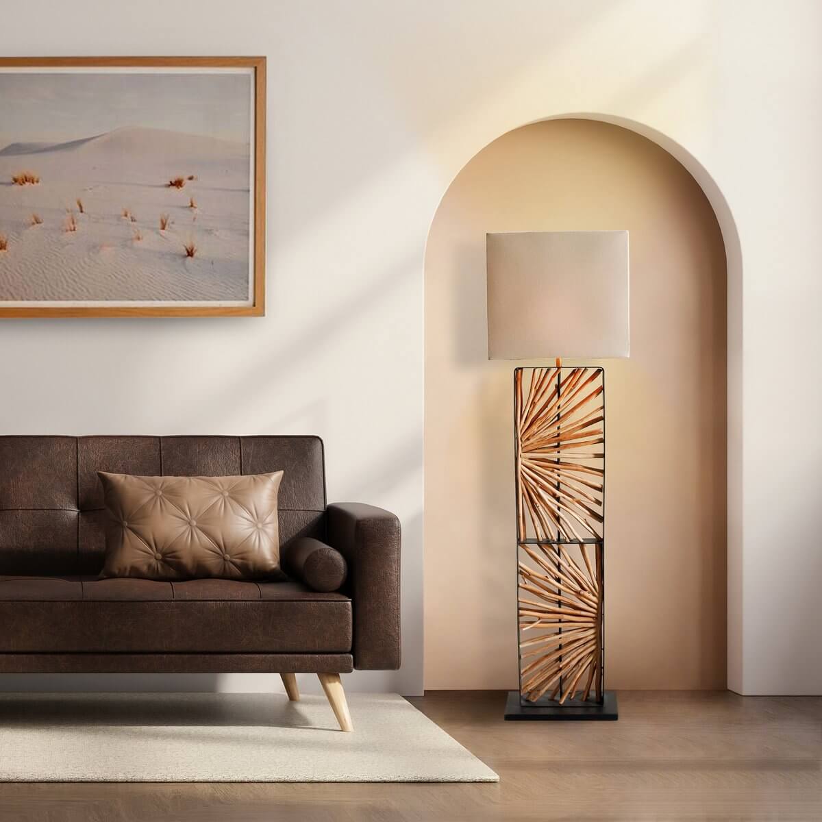 Floor lamp driftwood natural/beige 165 cm - SalesFever