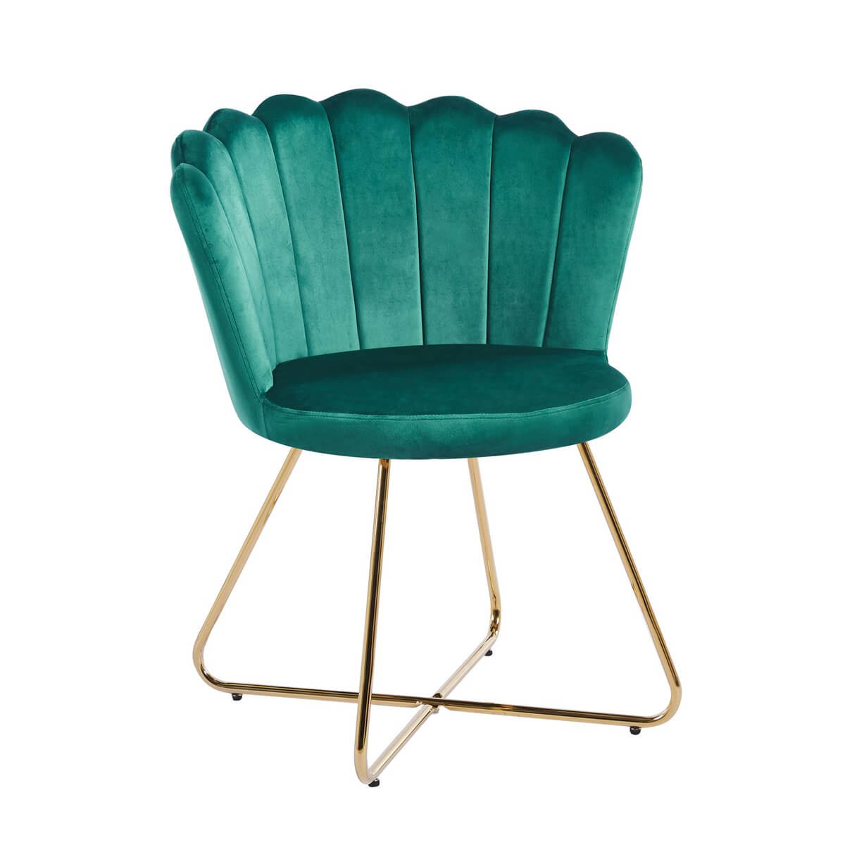 Set of 2 green velvet shell chairs - SalesFever