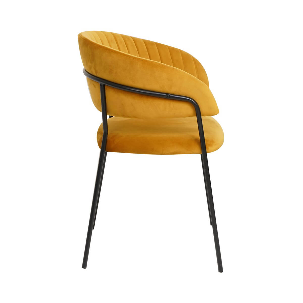 Yellow velvet chair with quilted back - SalesFever