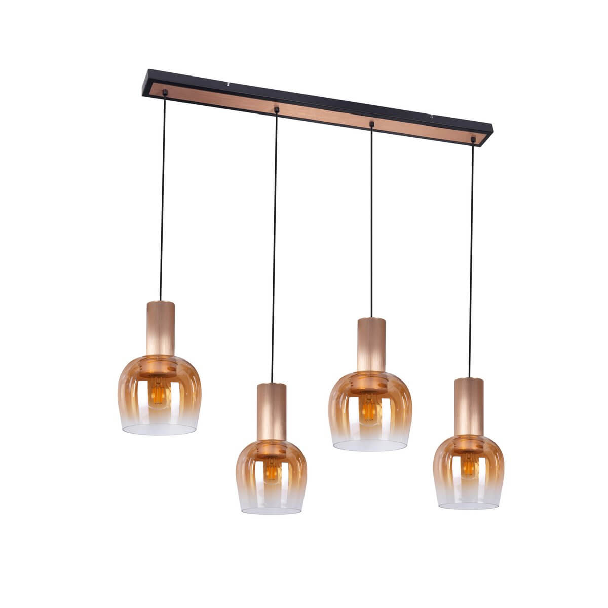 Funda 4-lichts hanglamp amberglas met messing - 111 × 23,5 × 150 cm