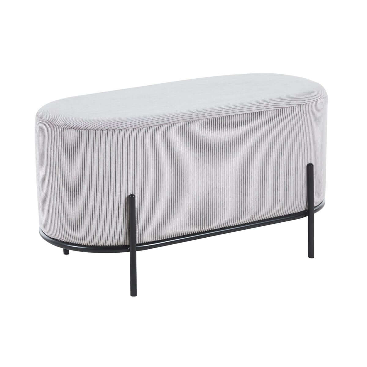 Upholstered stool corduroy look light gray - SalesFever