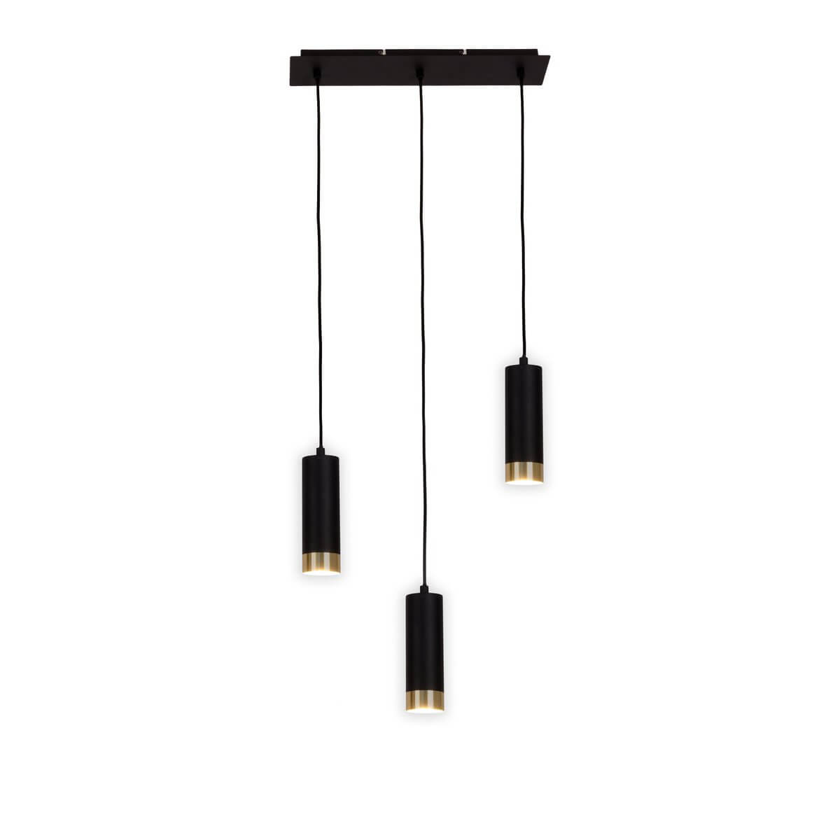 Hanglamp 3-lichts Mat Zwart Goud – Modern & Elegant