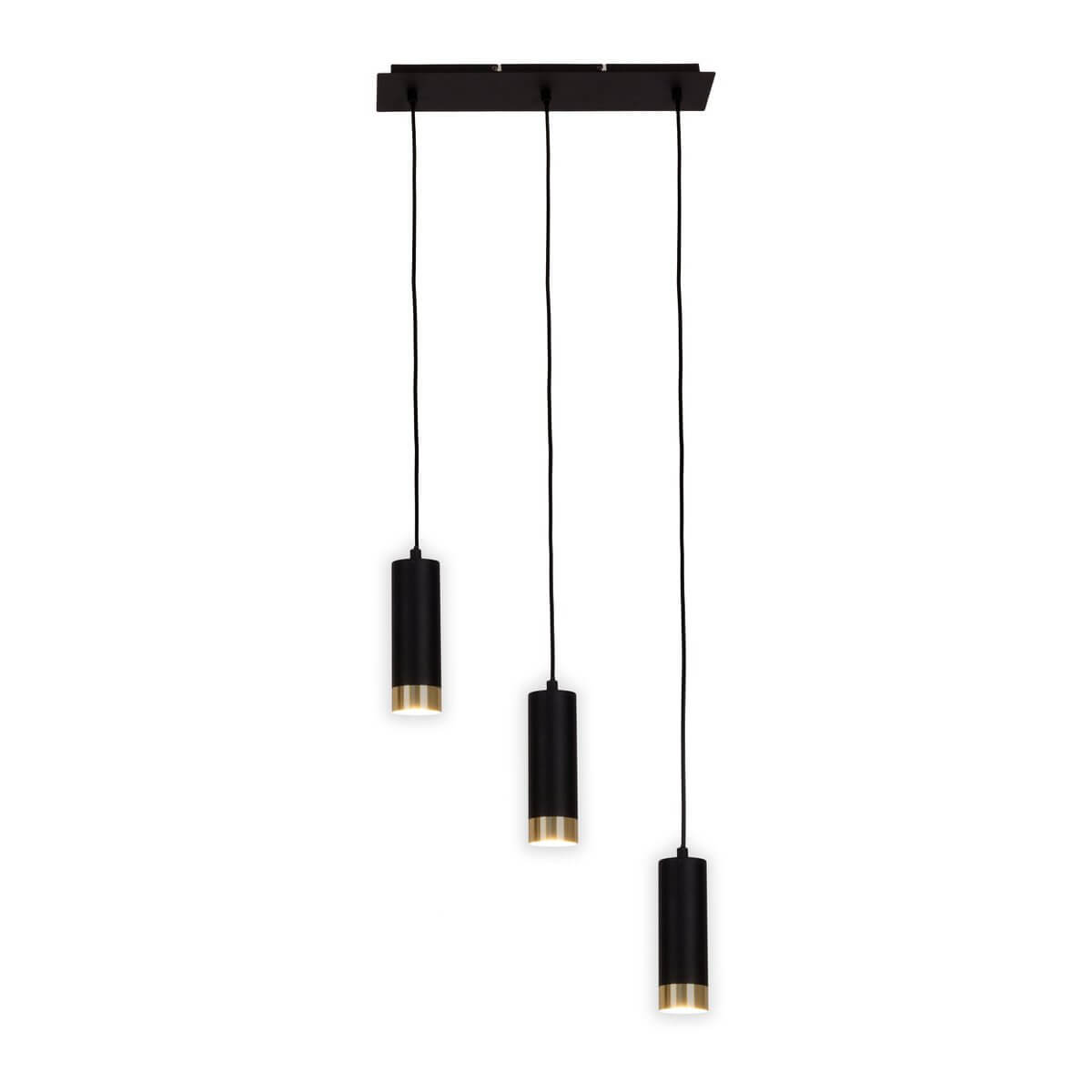 Hanglamp 3-lichts Mat Zwart Goud – Modern & Elegant