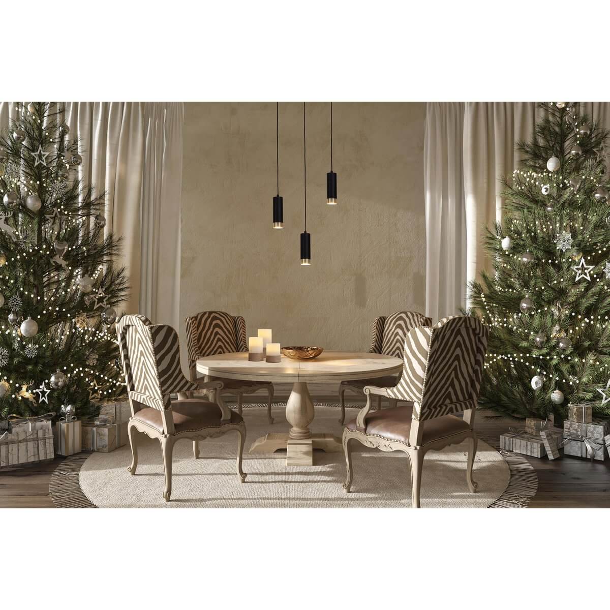 Hanglamp 3-lichts Mat Zwart Goud – Modern & Elegant