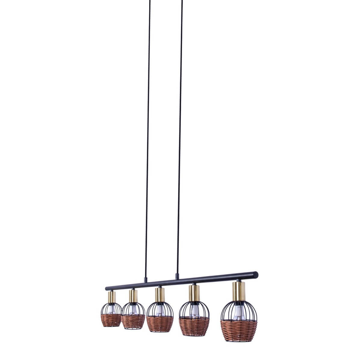 Hanglamp Metaal Zwart Goud Rotan – Lengte 100 Cm Modern