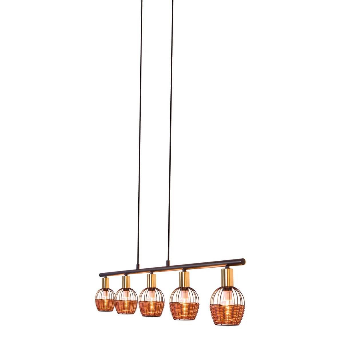 Hanglamp Metaal Zwart Goud Rotan – Lengte 100 Cm Modern