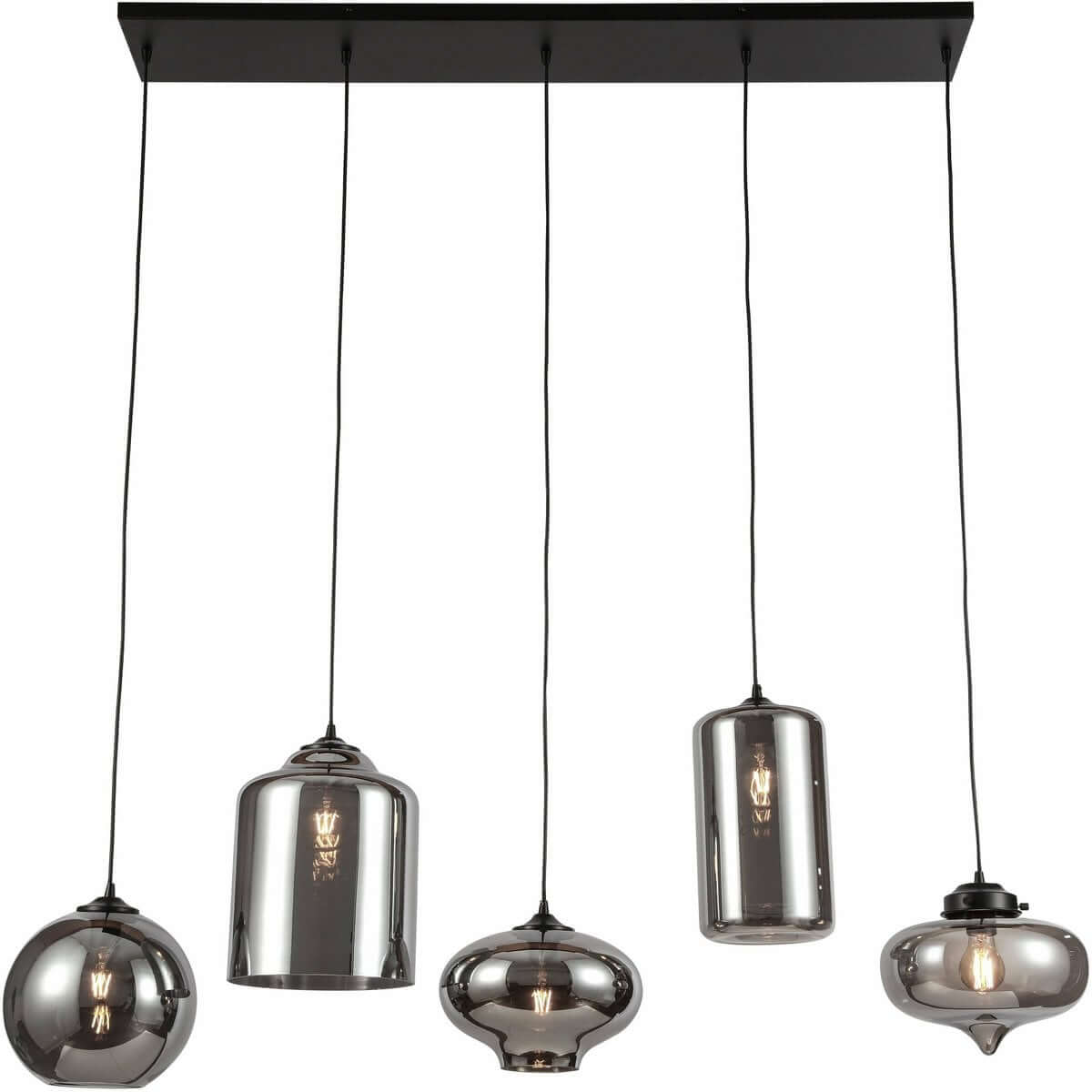 Ava Hanging Lamp Smoke Glass 5-Light Mix - Luxury Living B.V.
