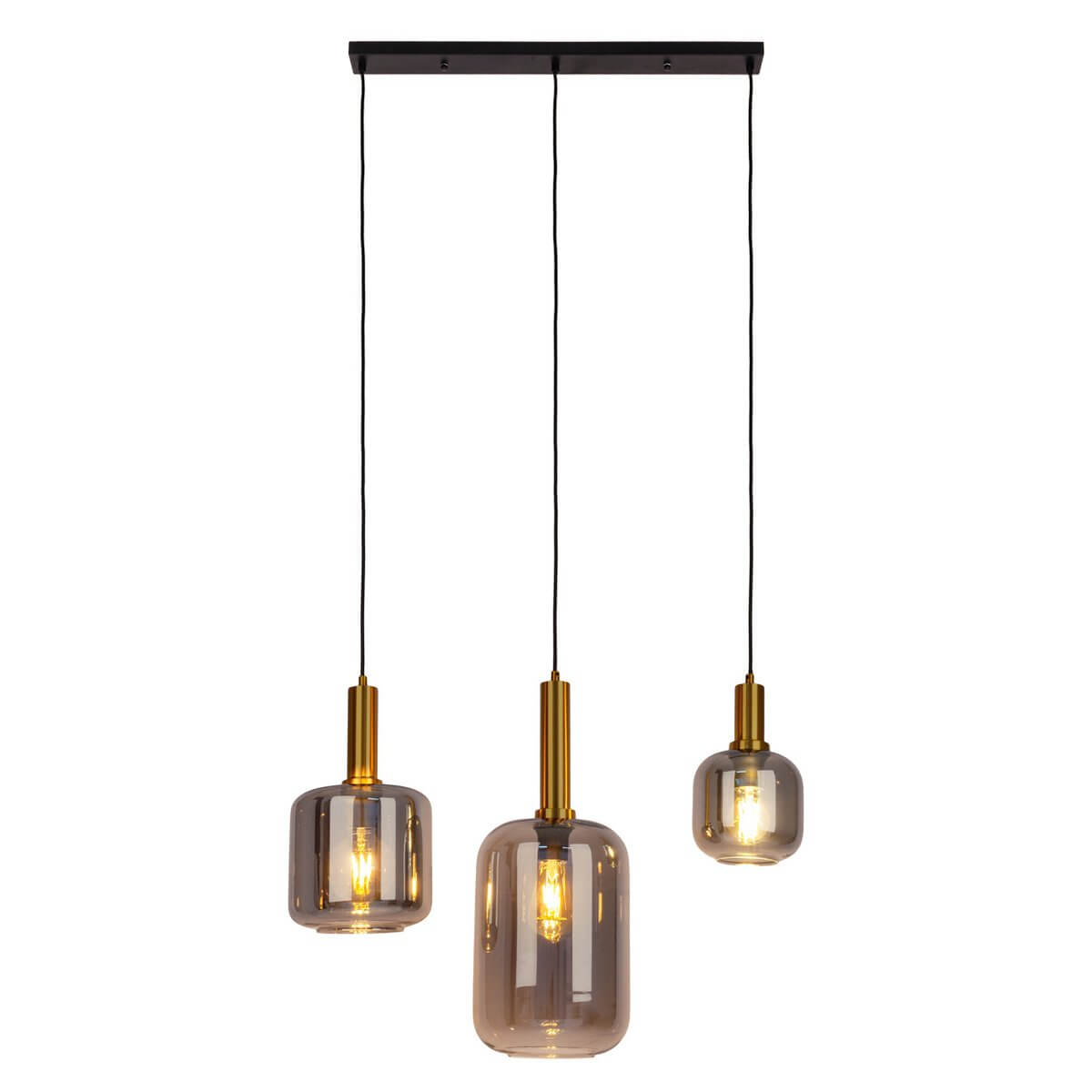 Hanglamp Rookglas Zwart Met Goud - Luxe Retro Moderne