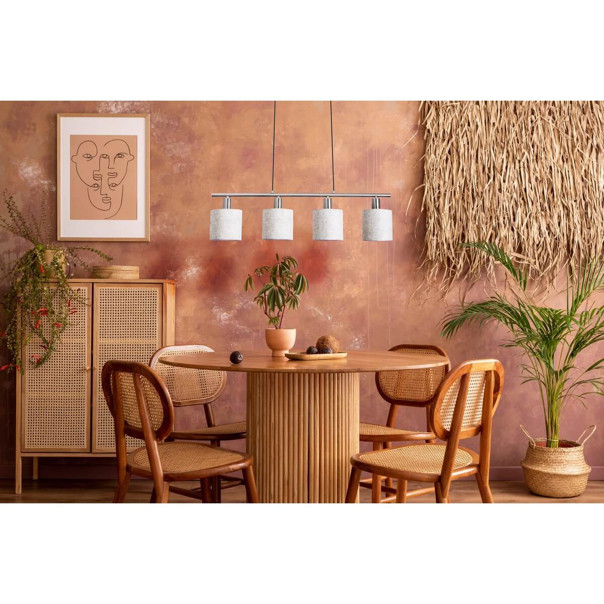 Hanglamp Satin Nikkel En Linnen – Elegant Modern Ontwerp