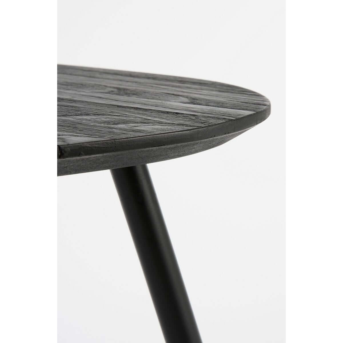 Jailey bijzettafels gerecycled teak zwart - met metalen poten - set van 2