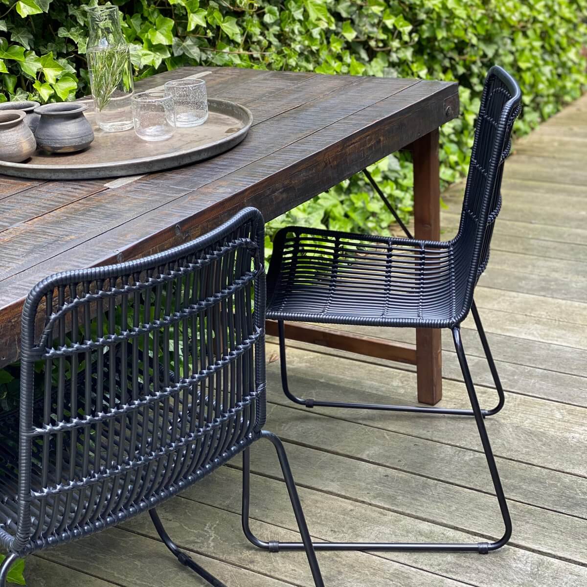 Jane slim tuinstoel zwart - Raw Materials