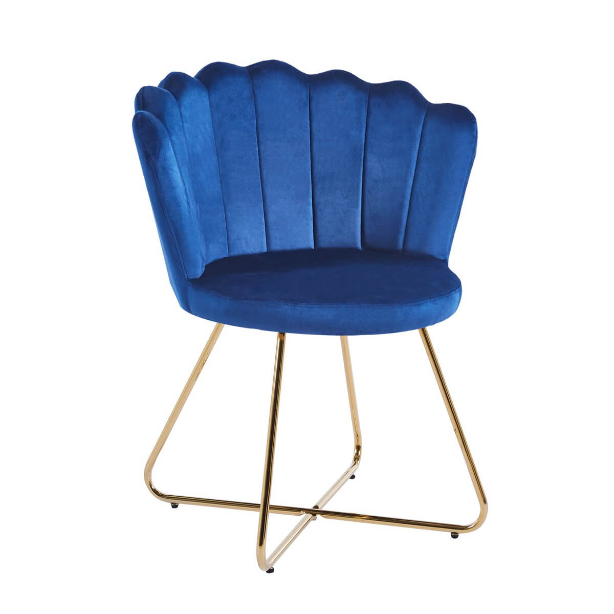 Muschelstuhl aus Samt 2er Set Dunkelblau - SalesFever