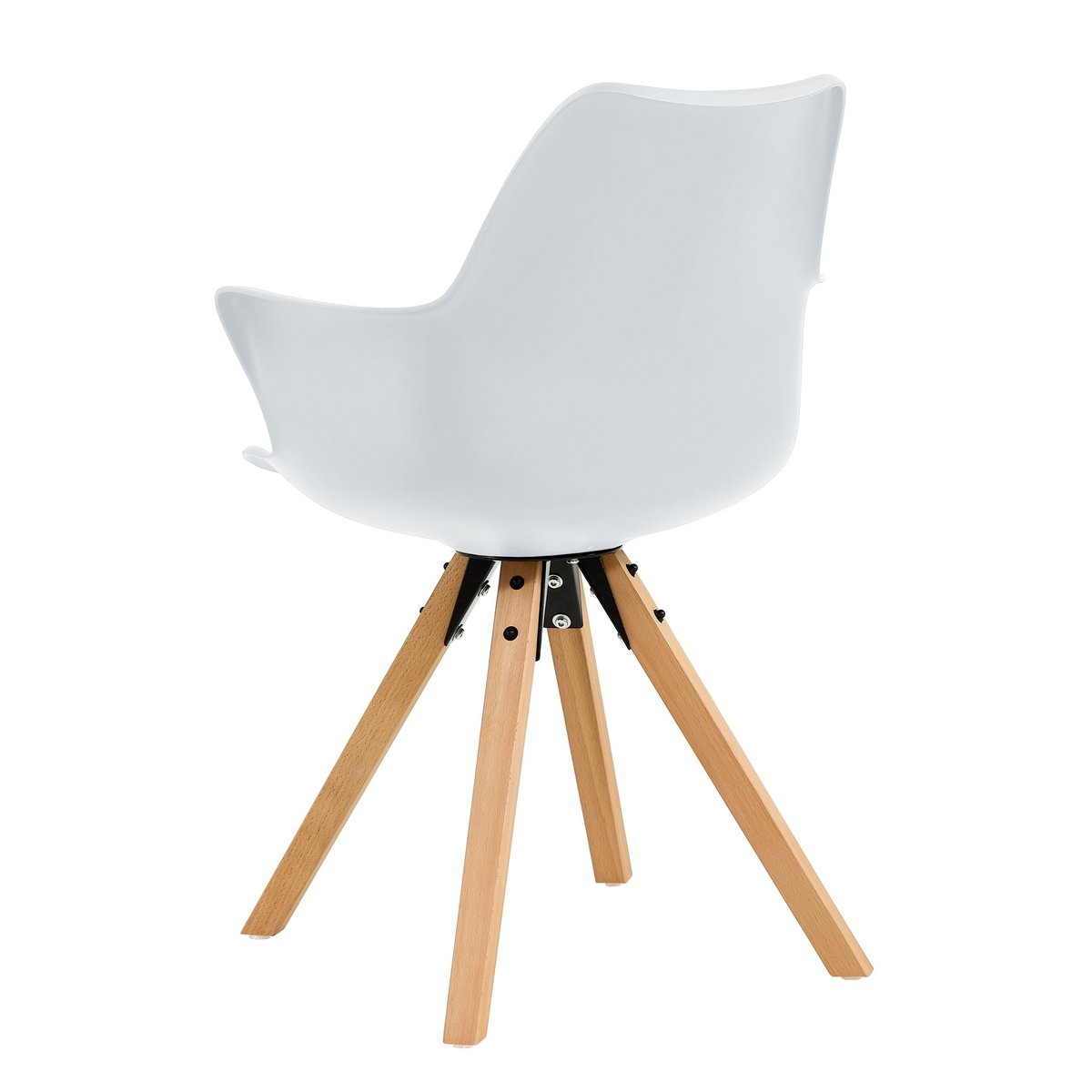 Kunststof Fauteuil Wit – Moderne Armstoel met Eikenhouten Poten – Set van 2 - SalesFever - Casanovio