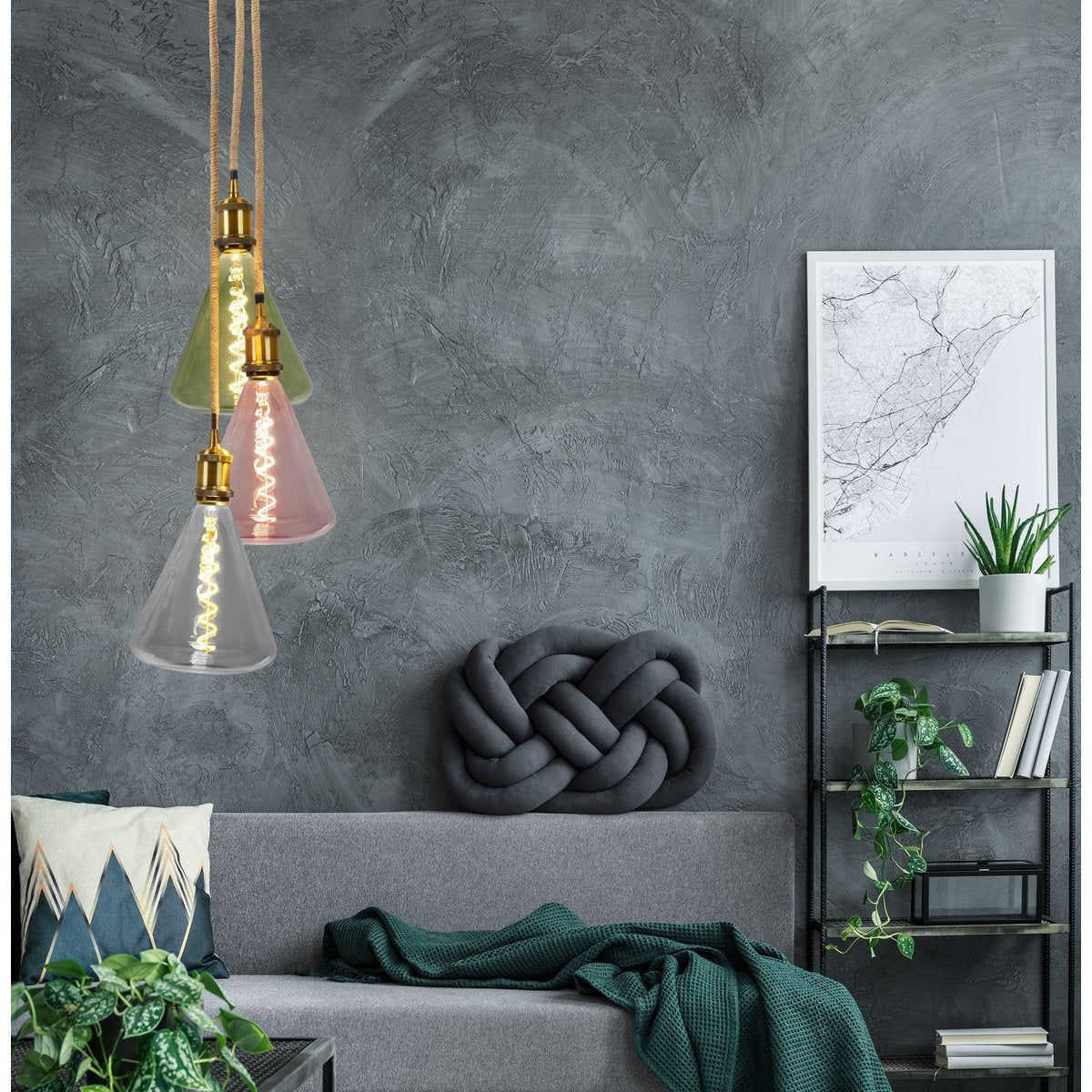 LED -lamp "Dilly" E27 versie 4 watt, metaal en glas in grijs