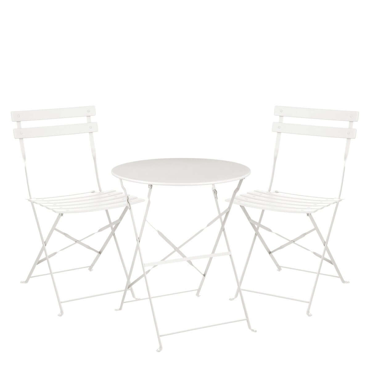 Laurence bistroset metaal wit - inklapbaar - set van 3