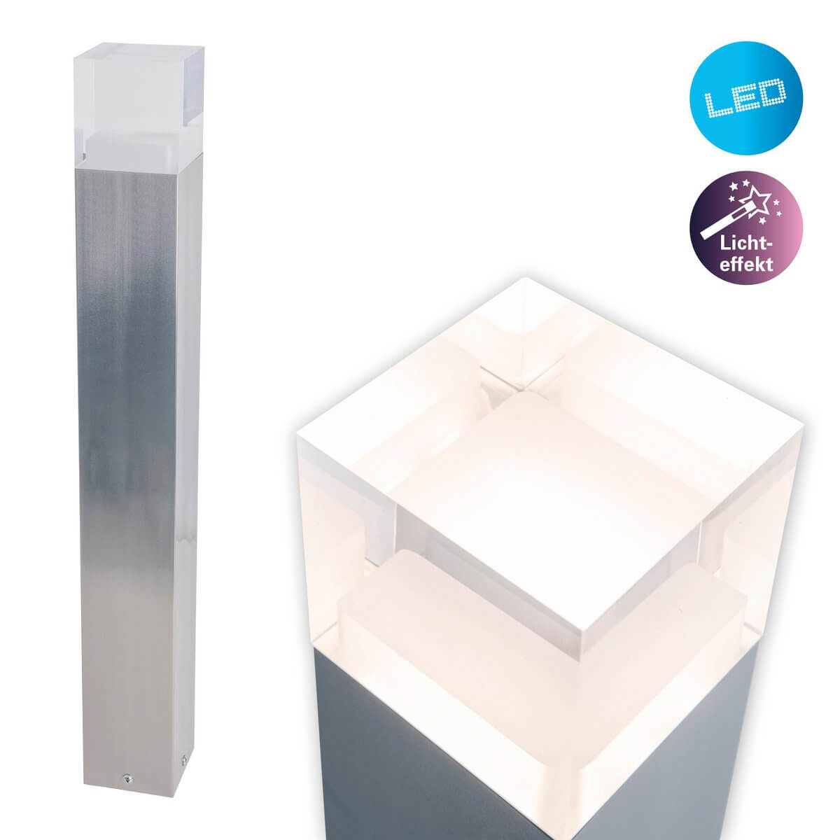 Leah staande buitenlamp ice cube - opaal kunststof - 8 × 8 × 62 cm